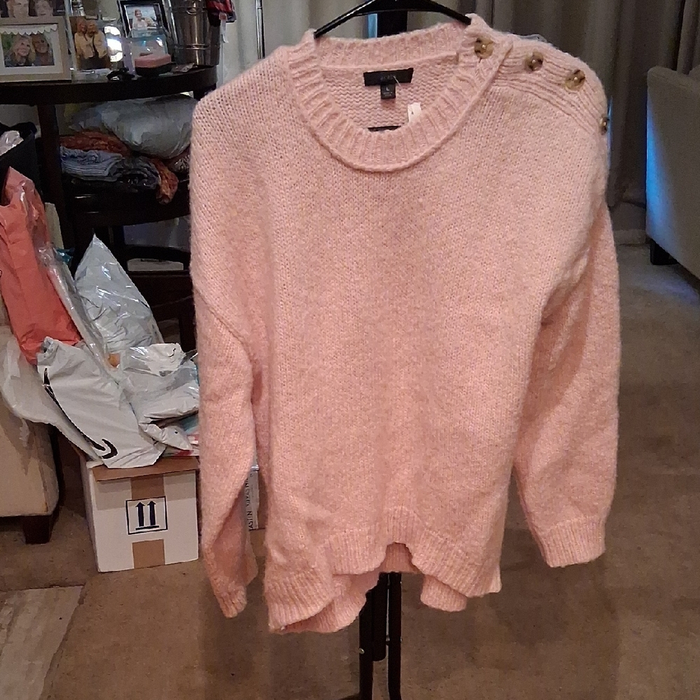 J. Crew Pink Button-Detail Sweater